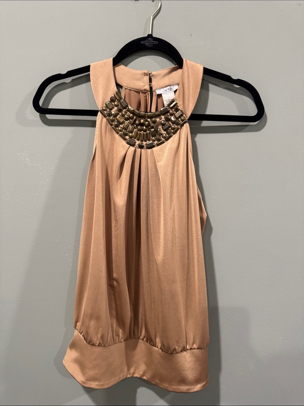 Cache Beaded Halter Crop Top